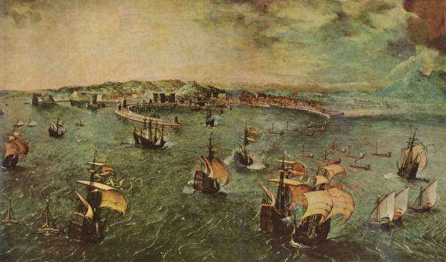 Hafen von Neapel van Pieter Brueghel de oude