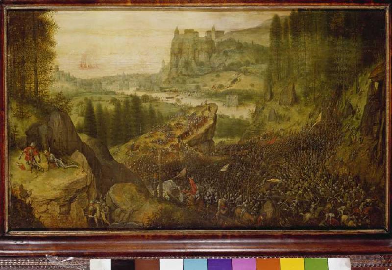Der Selbstmord Sauls in der Schlacht auf dem Berg Gilboa. van Pieter Brueghel de oude