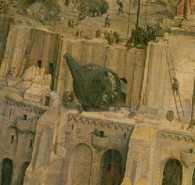 The Tower of Babel, detail of construction work, 1563 (oil on panel) (detail of 345)