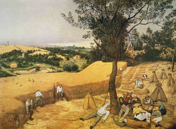 Zyklus der Monatsbilder - Die Kornernte (Monat Juli) van Pieter Brueghel de oude