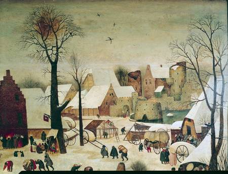 The Census at Bethlehem, detail of the houses and fortifications van Pieter Brueghel d. J. Pieter Brueghel d. J.