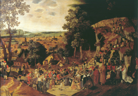 Christus trägt das Kreuz auf den Kalvarienberg van Pieter Brueghel d. J. Pieter Brueghel d. J.