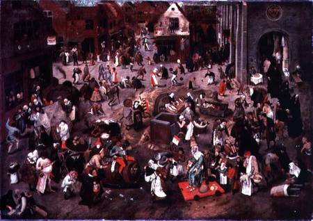 The Clash between Careme and Mardi-Gras van Pieter Brueghel d. J. Pieter Brueghel d. J.