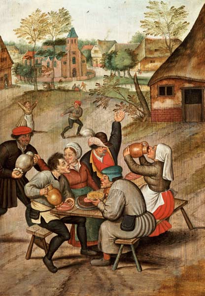 Het ontbijt van de bedienden na de bruiloft van Pieter Brueghel d. J. Pieter Brueghel d. J.