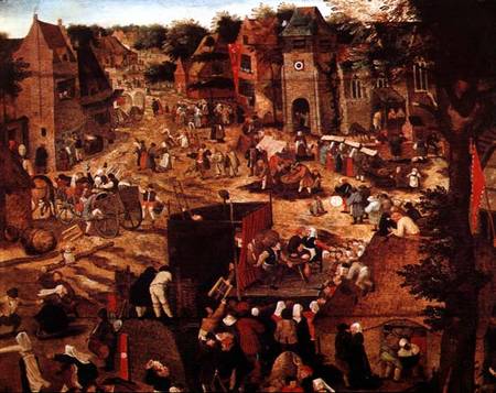 Kermesse with Theatre and Procession van Pieter Brueghel d. J. Pieter Brueghel d. J.