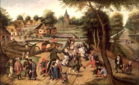 Returning from the Kermesse (panel) van Pieter Brueghel d. J. Pieter Brueghel d. J.