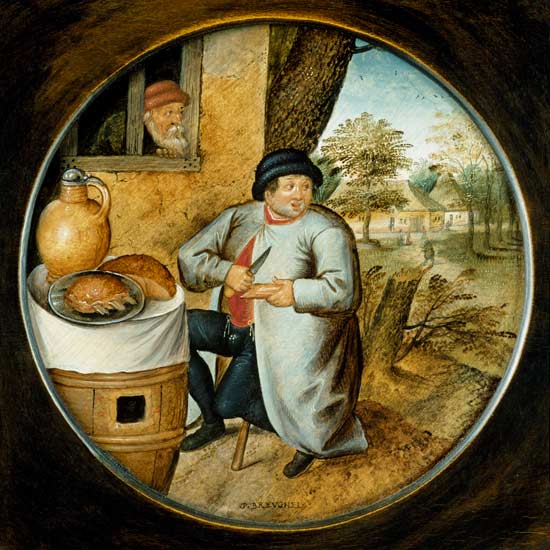 "The Man who Cuts Wood and Meat with the Same Knife" van Pieter Brueghel d. J. Pieter Brueghel d. J.
