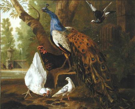 An Assembly of Birds in a Classical Park van Pieter Casteels