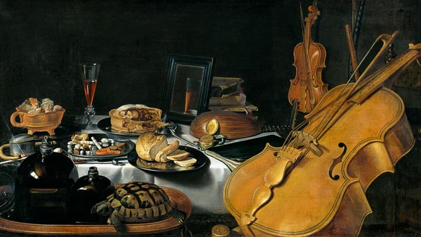 Stilleven met muziekinstrumenten - Pieter Claesz van Pieter Claesz