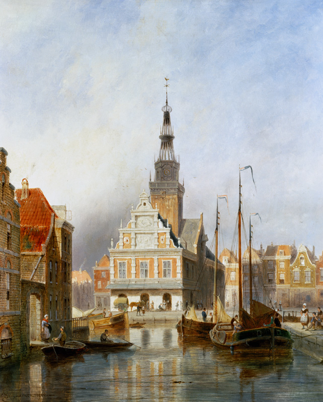 The Weighing House, Alkmaar, Holland van Pieter Cornelis Dommerson