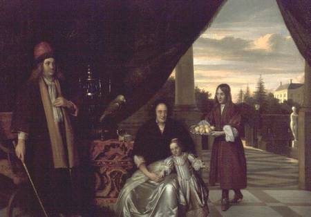 Family Portrait on a Terrace van Pieter de Hooch