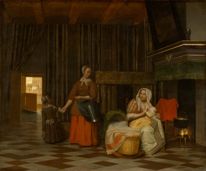 Woman and Child with Serving Maid van Pieter de Hooch