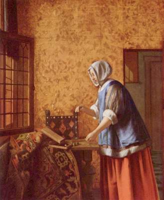 Die Goldwägerin van Pieter de Hooch
