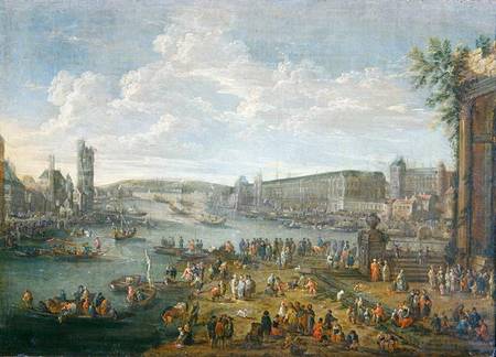 View of the Louvre and the Tour de Nesles from the Ile de la Cite van Pieter II Casteels