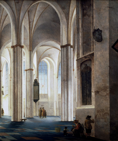 Het interieur van de Buurkerk in Utrecht  - Pieter Jansz Saenredam van Pieter Jansz. Saenredam