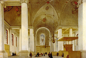 Interieur nieuwe kerk (Nieuwe Kerk) van Haarlem - Pieter Jansz. Saenredam van Pieter Jansz. Saenredam