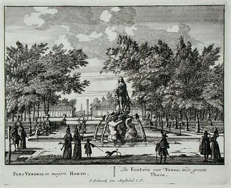 The Fountain of Venus in a grand garden, from 'Admirandorum Quadruplex Spectaculum', by Jan van Call van Pieter Schenk