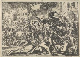 Fighting in the streets of Moscow between Russians and Poles in 1611