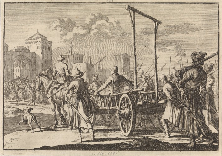 Arrival of Stepan Razin and his brother Frol in an iron cage in Moscow, 1671 van Pieter van der Aa