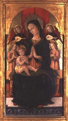 Madonna and Child with Angels (tempera on panel)