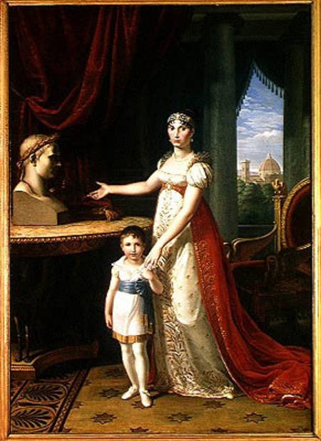 Elisa Bonaparte (1777-1820) Grand Duchess of Tuscany and her Daughter Napoleone-Elisa van Pietro Benvenuti