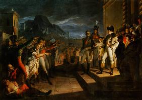 Sächsische Bürger huldigen Napoleon nach der Schlacht von Jena. Datiert
