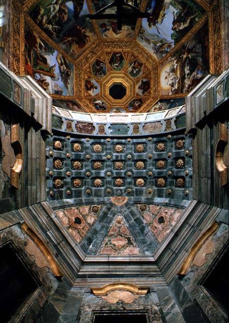 View of the interior showing the coffered vault above the altar designed by Matteo Nigetti (1560-164 van Pietro  Benvenuti