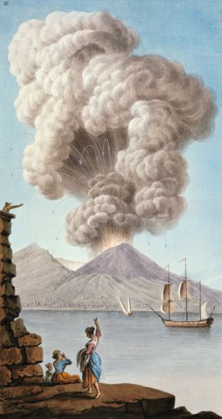 Eruption of Vesuvius, Monday 9th August 1779, plate 3, published as a supplement to 'Campi Phlegraei van Pietro Fabris