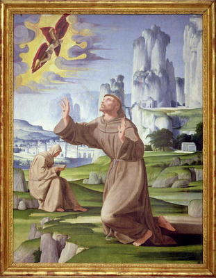 St. Francis Receiving the Stigmata (tempera on panel) (see also 59263) van Pietro Francione