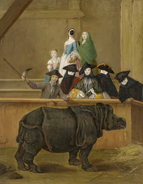 Exhibition of a Rhinoceros at Venice van Pietro Longhi