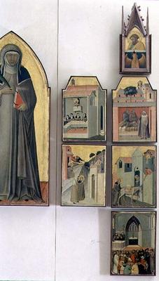 Scenes from the Life of the Blessed Humility: detail of right hand side, spire depicts St. Luke and van Pietro Lorenzetti