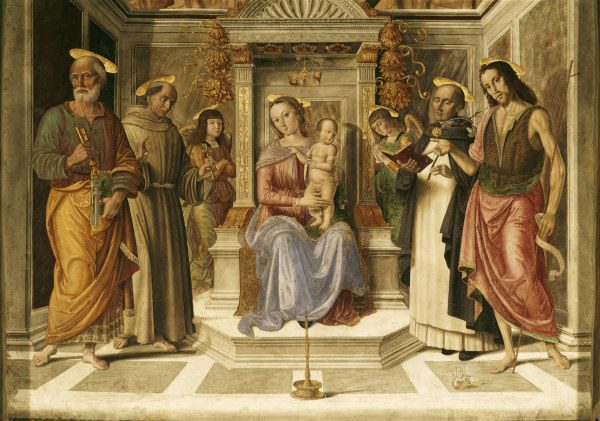 Pinturicchio School /Mary & Child/Fresco van Pinturicchio