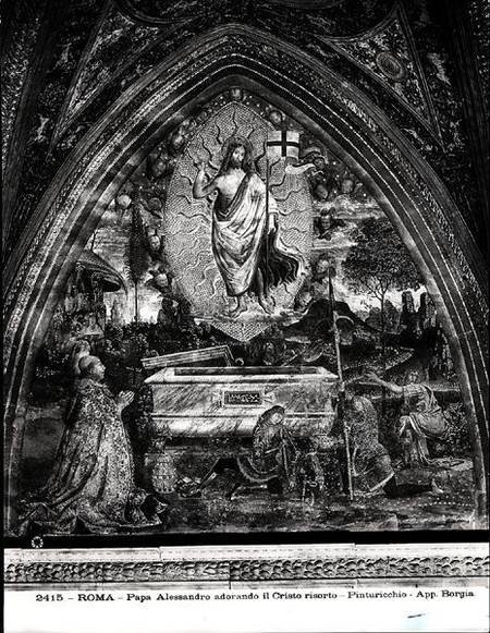 Pope Alexander VI (1431-1503) Adoring the Resurrected Christ van Pinturicchio