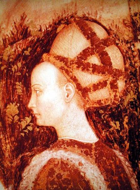 St. George and the Princess of Trebizond, detail of the head of the princess van Pisanello
