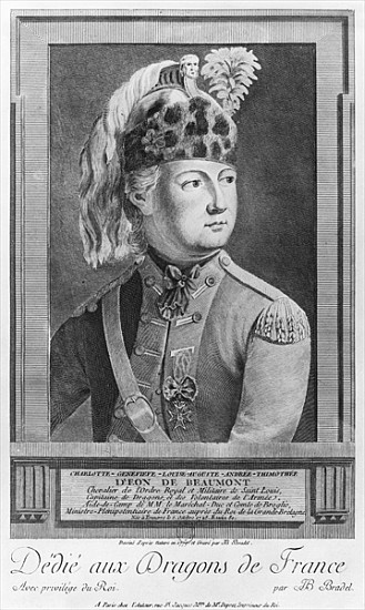 The Chevalier d''Eon as a Dragoon van P. Jean Baptiste Bradel