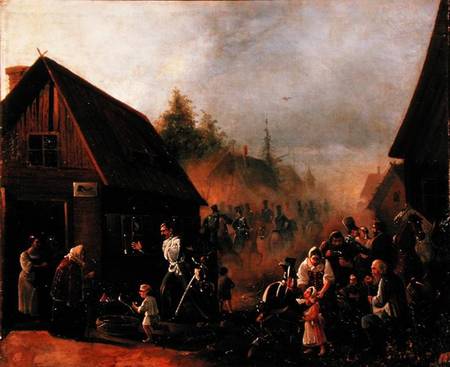 Scene from the Russian-French War in 1812 van Pjotr Baykov