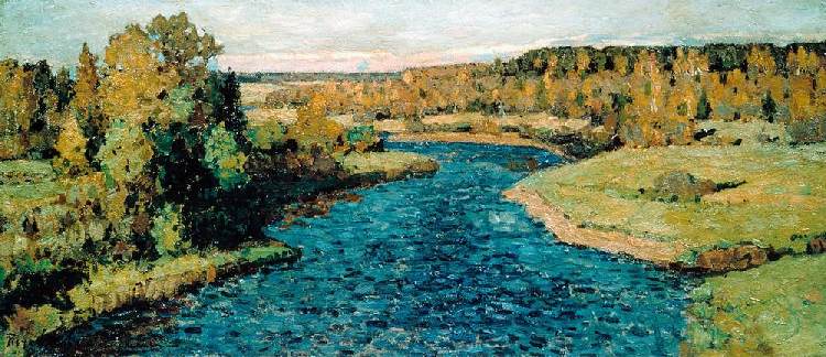 River in Autumn van PjotrIwanowitsch Petrowitschew