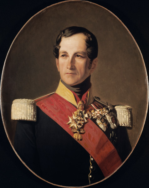Portrait of Leopold I (1790-1865) of Saxe-Cobourg-Gotha in the Uniform of a Cuirassier van Polydore Beaufaux
