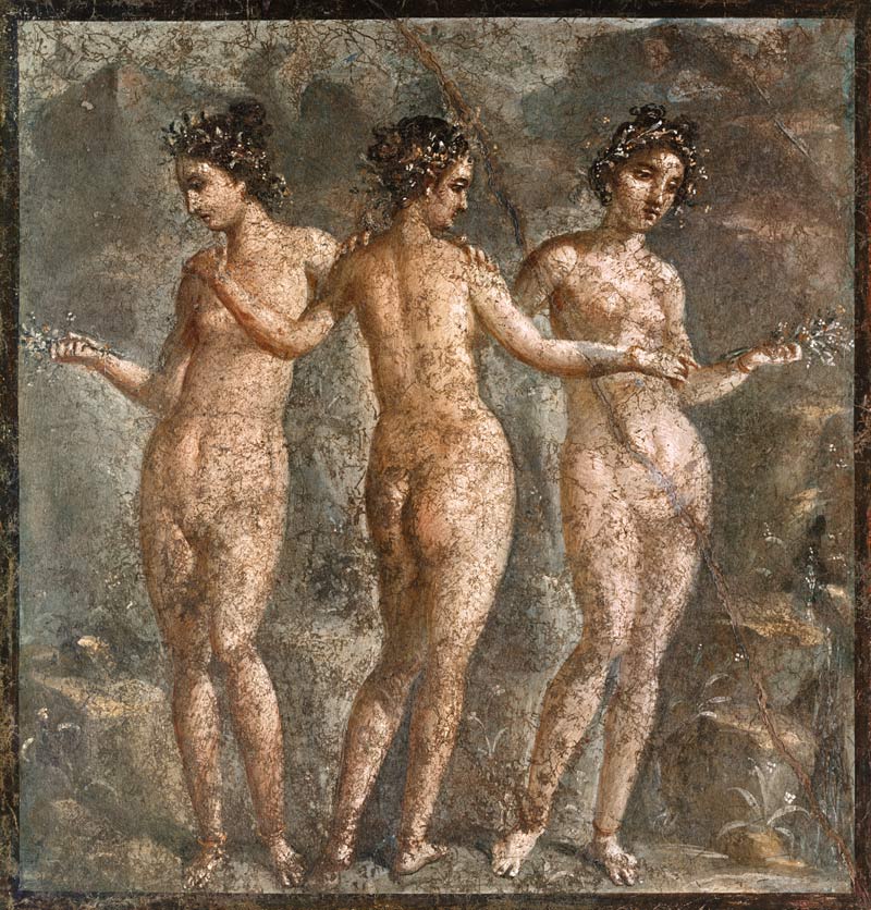 Die drei Grazien van Pompeji, Wandmalerei