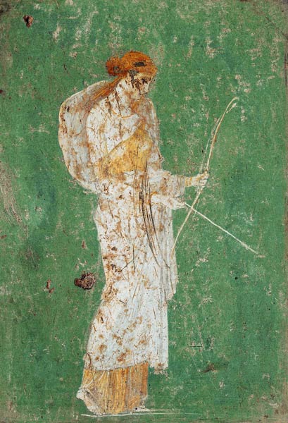Roman civilization. Fresco depicting Diana van Pompeji, Wandmalerei