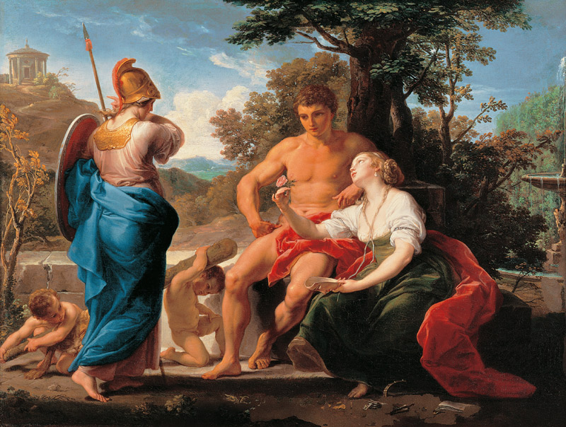 Herkules am Scheidewege zwischen Tugend und Wollust van Pompeo Girolamo Batoni