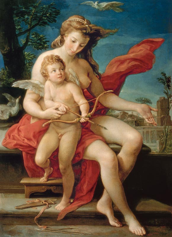 Venus und Cupid van Pompeo Girolamo Batoni