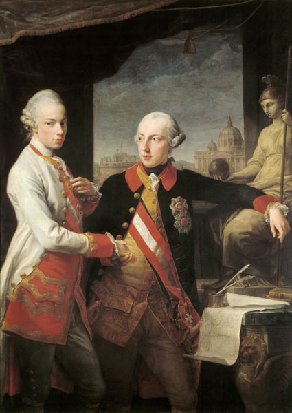 Emperor Joseph II with Grand Duke Pietro Leopoldo of Tuscany van Pompeo Girolamo Batoni