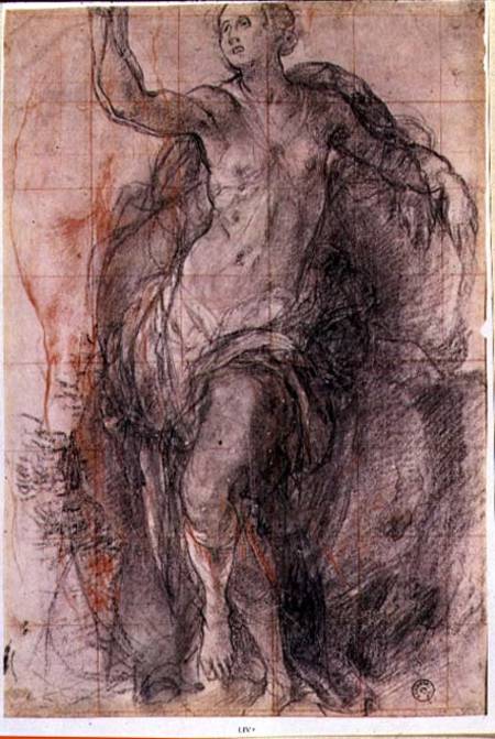 Study of a female figure with loose drapery van Pontormo,Jacopo Carucci da
