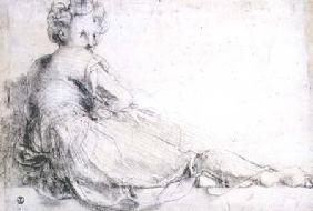 Study of a female figure for the Villa Medici at Poggio a Caino (charcoal)