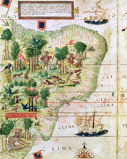 Brazil from the ''Miller Atlas'' Pedro Reinel, c.1519 (detail of 75615) van Portuguese School