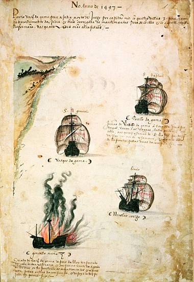 Departure of Vasco da Gama (c.1469-1524) in 1497, from ''Libro das Armadas'' van Portuguese School
