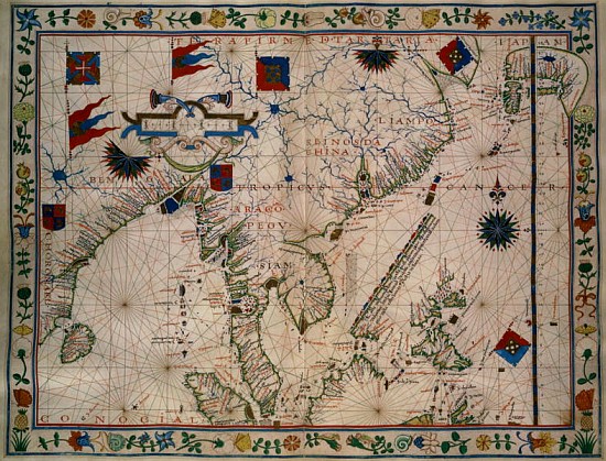 HM 41 (12) The Far East, from a portolan atlas, Fernao vaz Dourado (1520-c.1580) 1570 van Portuguese School