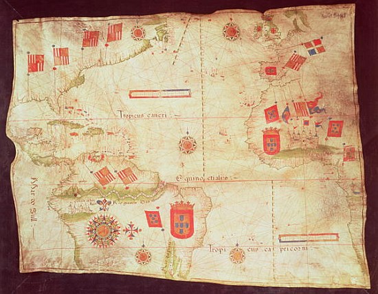 Map of the Atlantic Ocean, c.1550 van Portuguese School