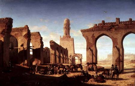 Ruins of the Mosque of the Caliph El Haken, Cairo van Prosper Marilhat